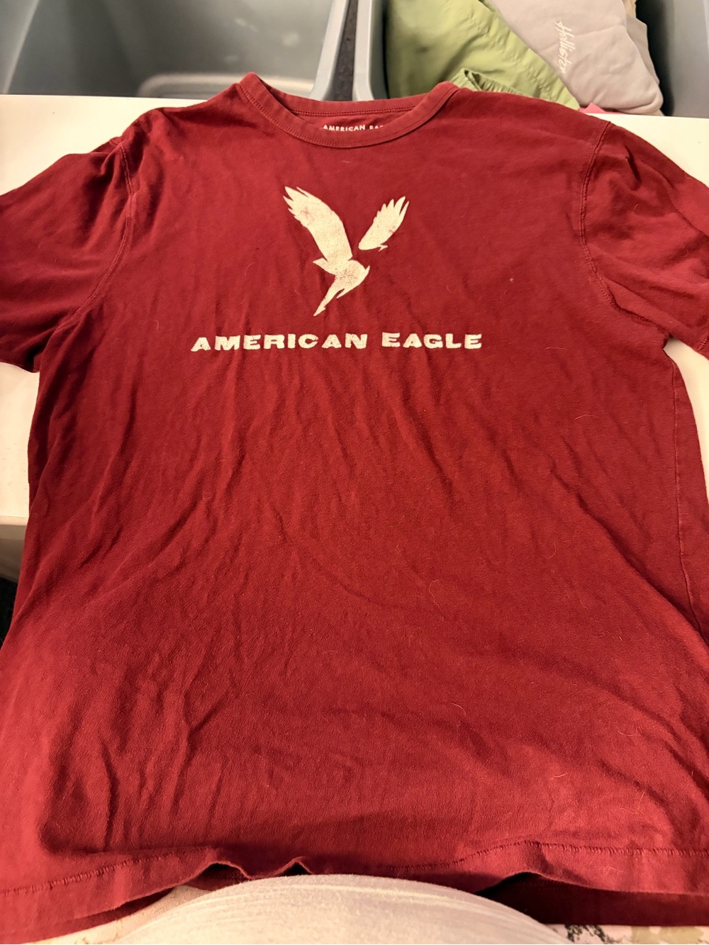American Eagle Outfitters Men’s Burgundy Crewneck Logo Tee